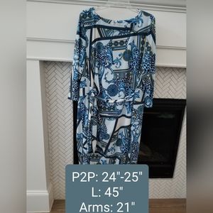 Peter Nygard 3/4 Sleeve Midi Dress, GUC, Size 2X